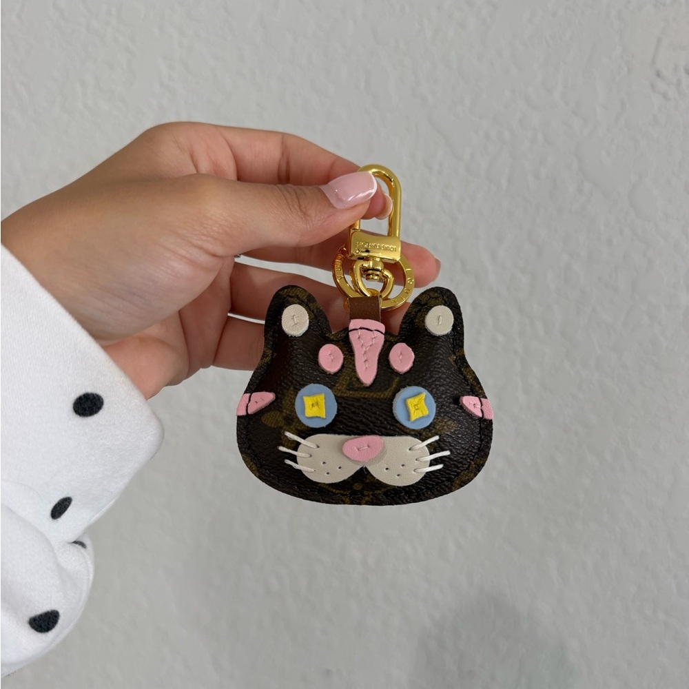 Reworked LV Cat Keychain Charm